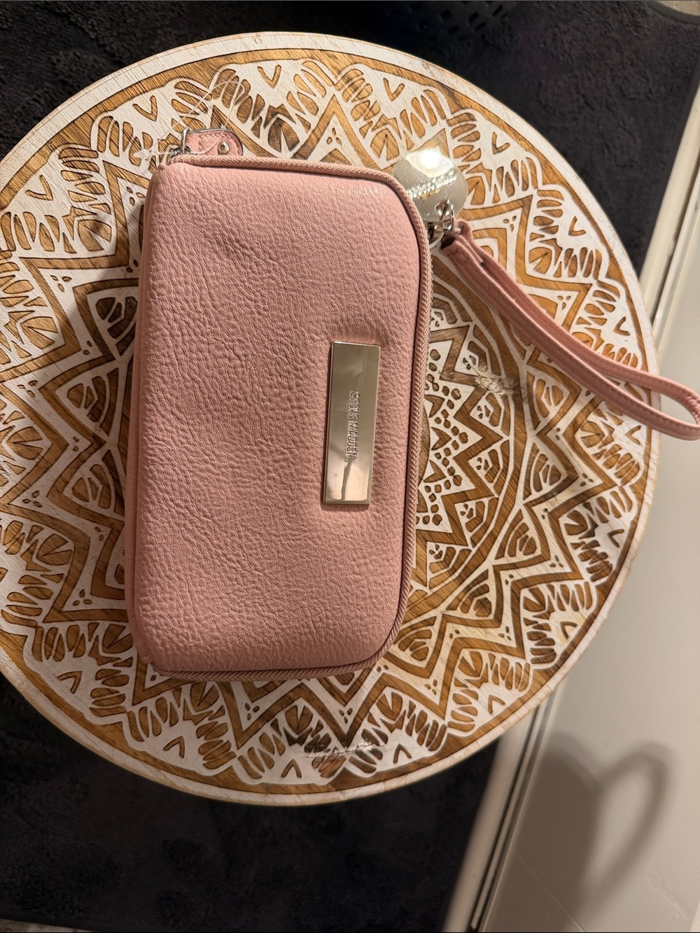New Steve Madden Blush Pink Pebbled Wristlet Clutch